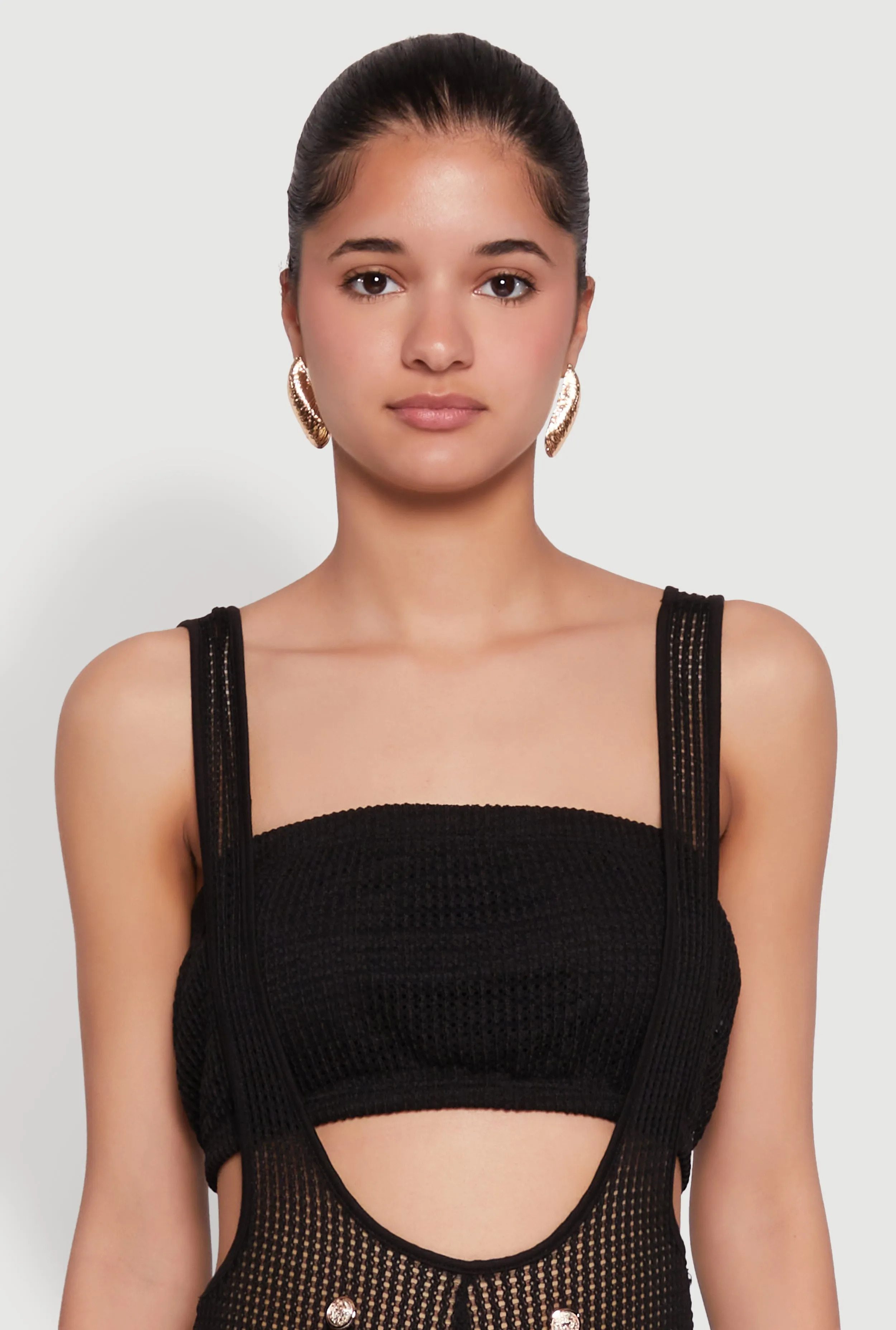 Knitted Sheer Strapless Cropped Bandeau Top sold by Rainbow