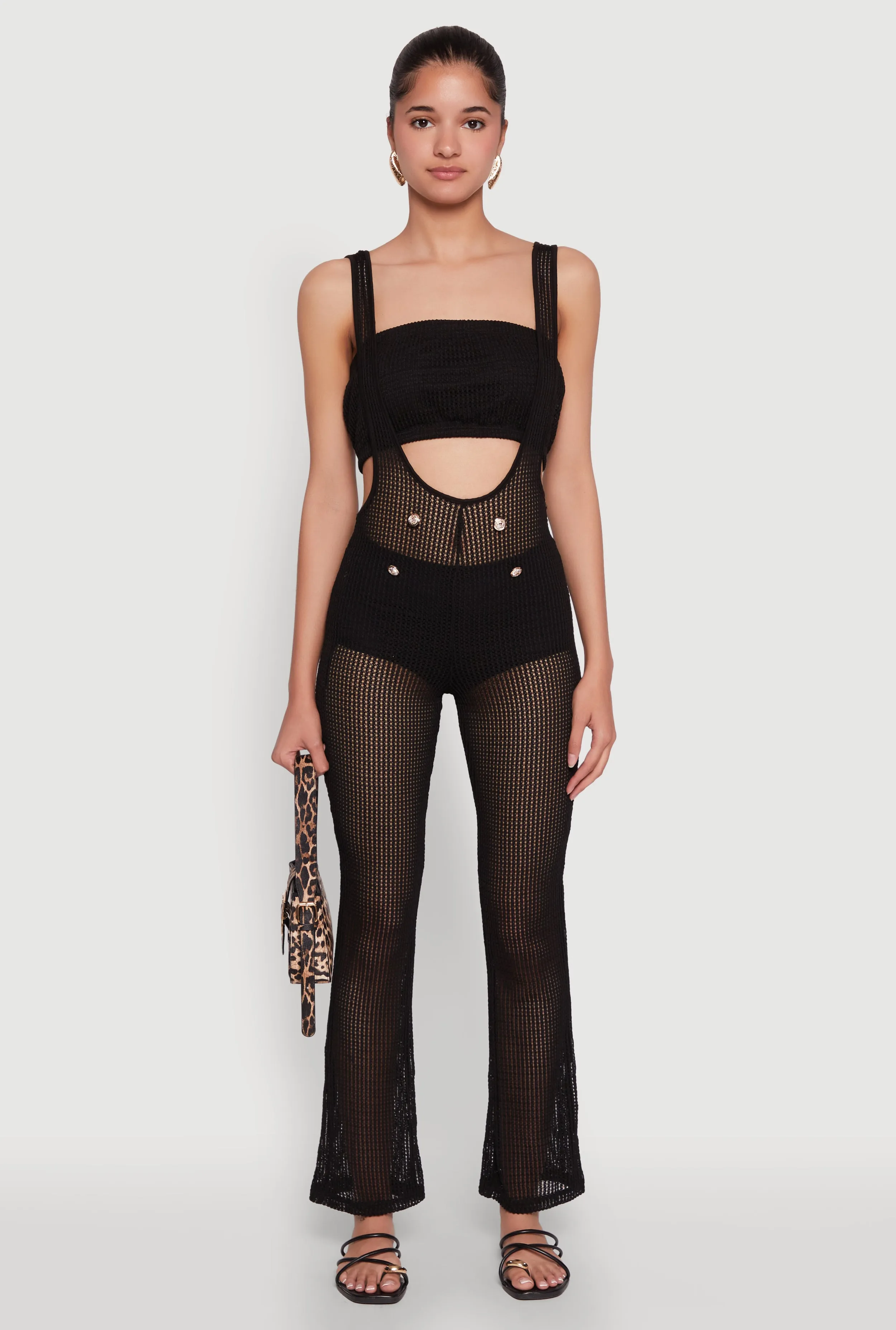 Stylish Knitted Suspender Flared Pants sold by Rainbow