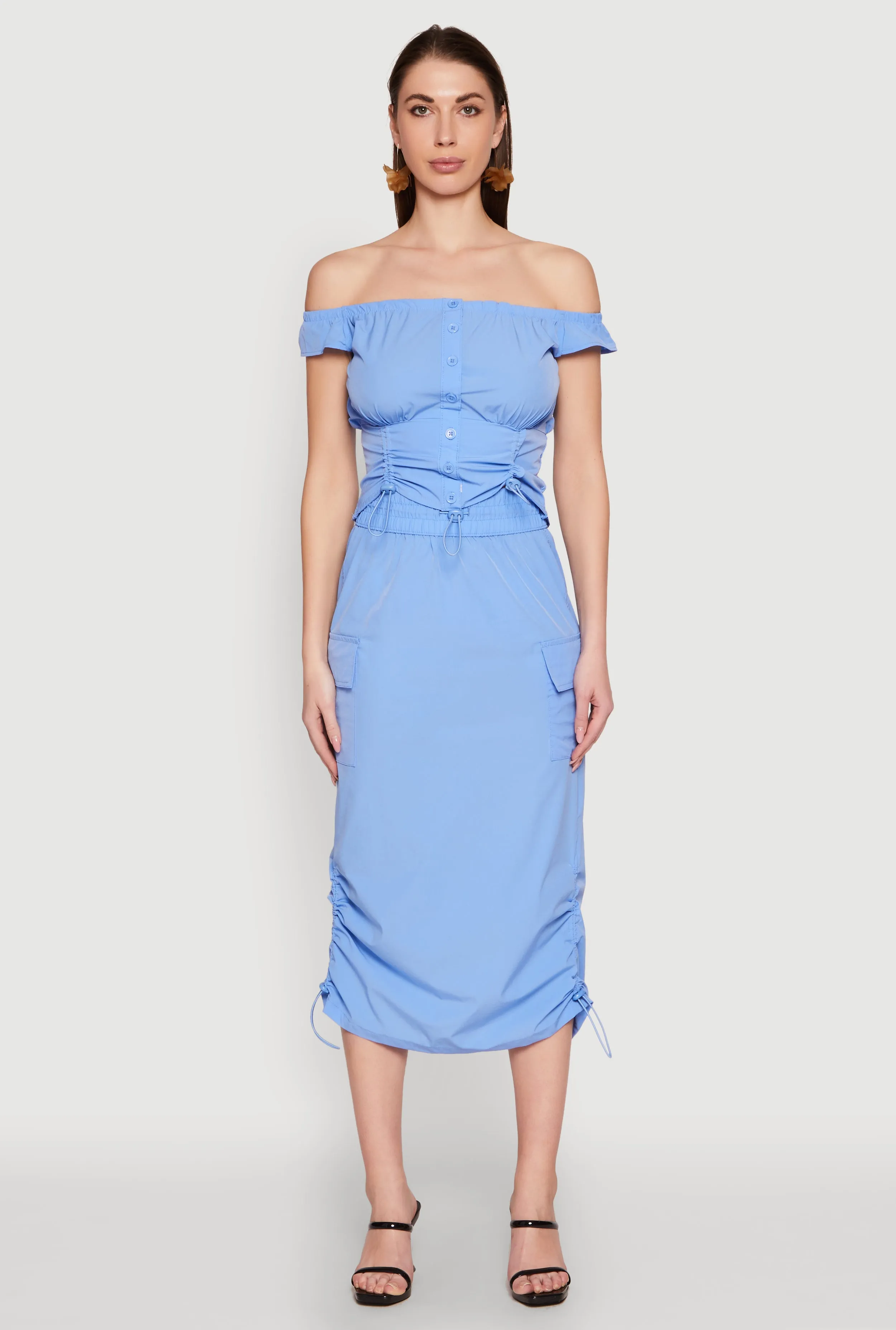 Toggle Drawstring Hem Midi Cargo Skirt sold by Rainbow product image thumbnail 5