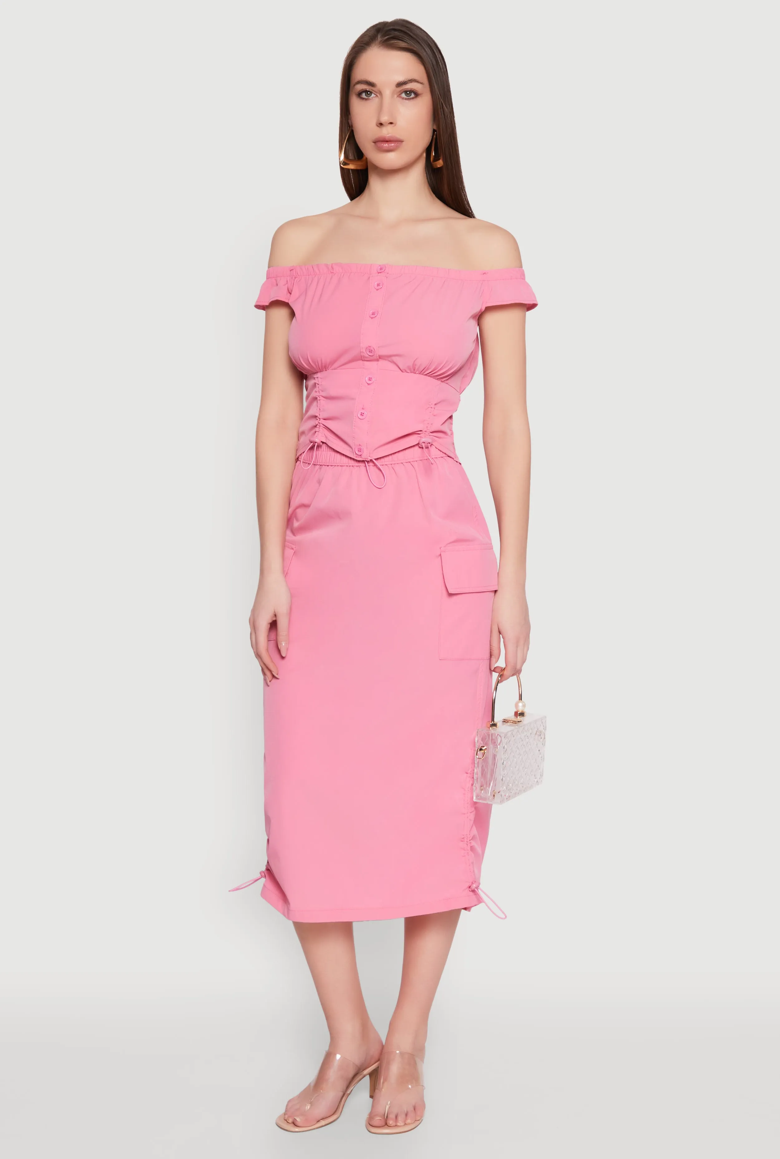 Toggle Drawstring Hem Midi Cargo Skirt sold by Rainbow product image thumbnail 4