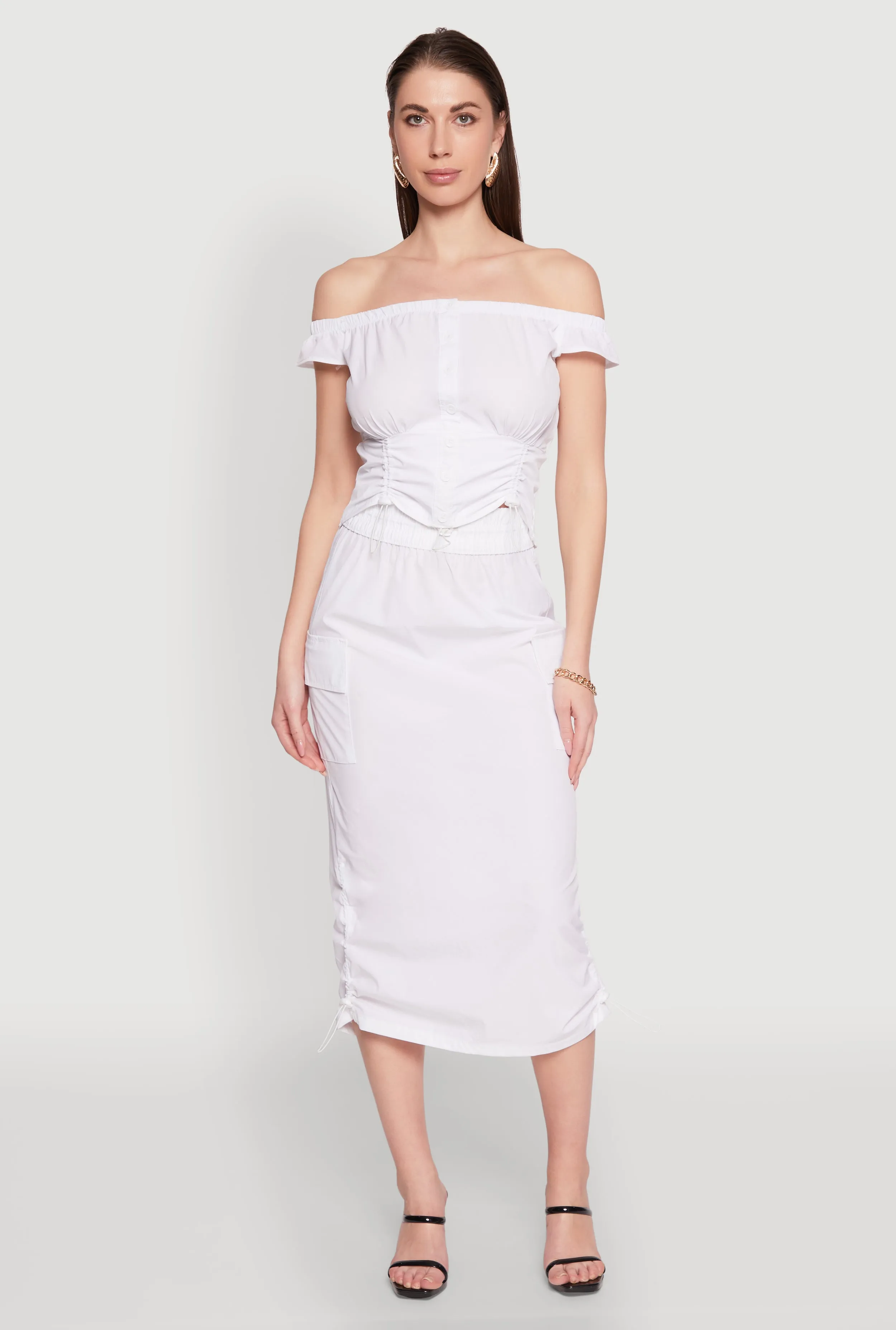 Toggle Drawstring Hem Midi Cargo Skirt sold by Rainbow product image thumbnail 2