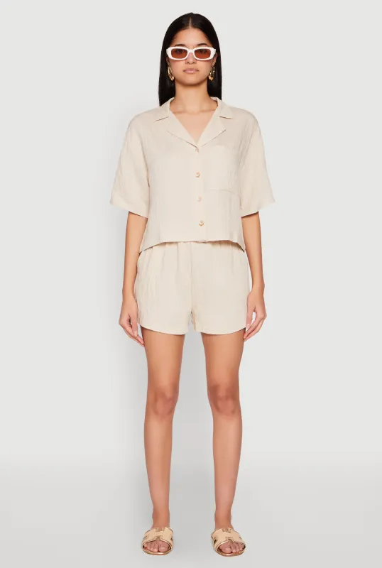 Linen High Waist Pocket Shorts sold by Rainbow