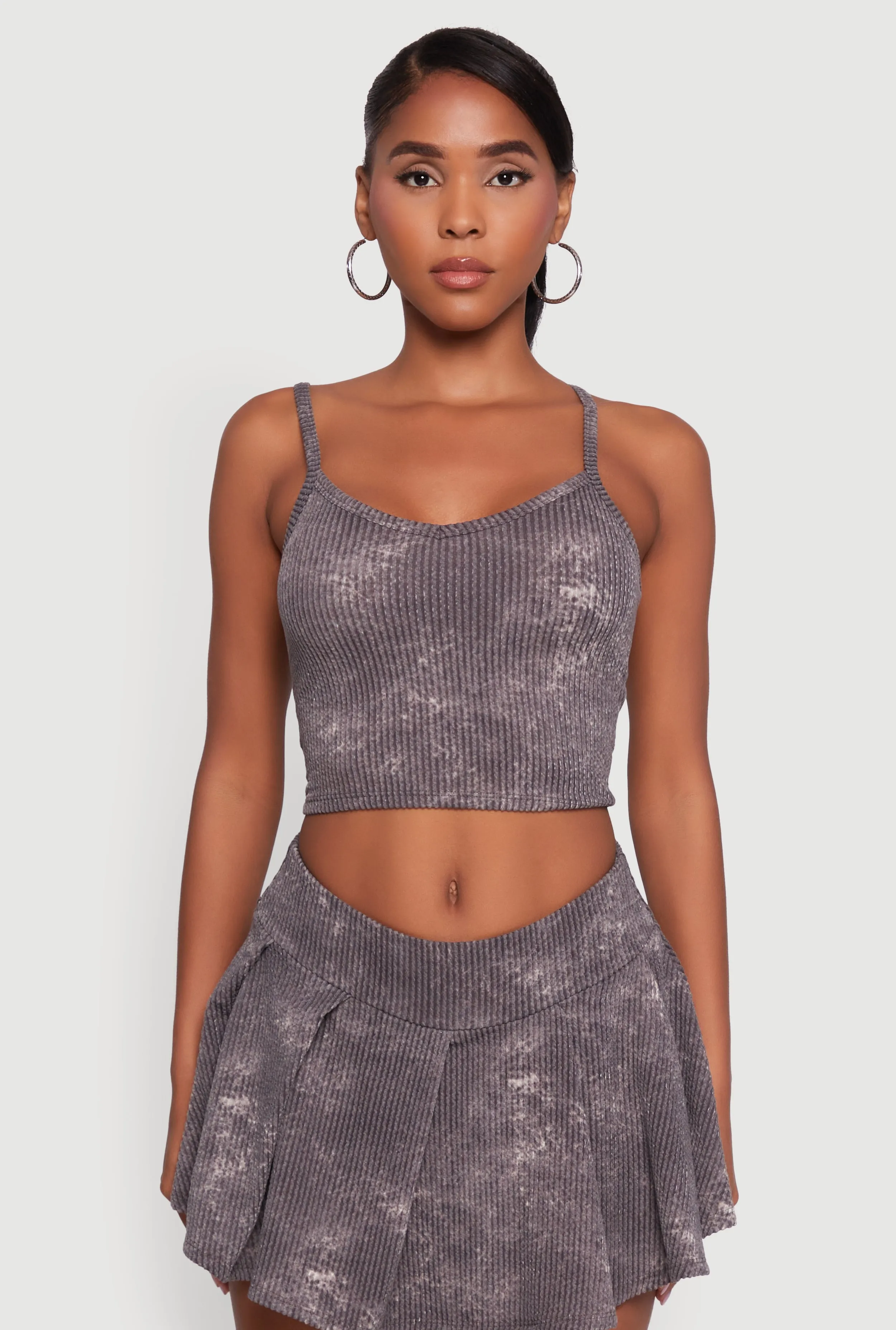 Trendy Acid Wash V Neck Cropped Cami sold by Rainbow