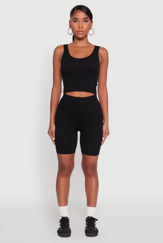 Seamless Textured Knit Tank Top and Biker Shorts sold by Rainbow