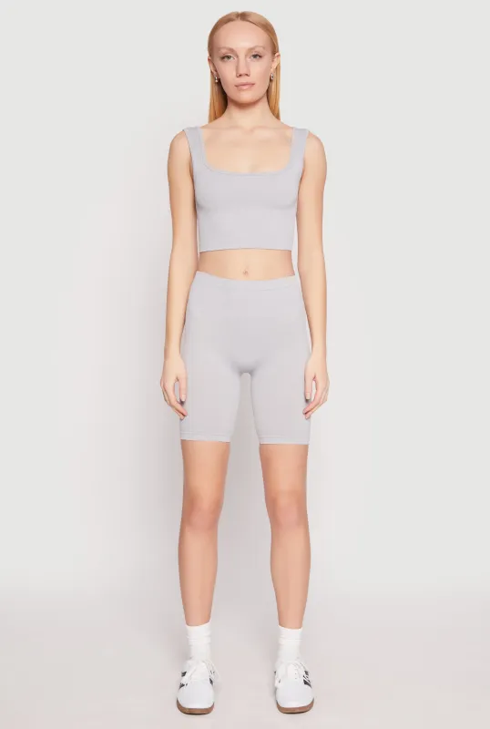 Seamless Ribbed Knit Tank Top and Biker Shorts sold by Rainbow