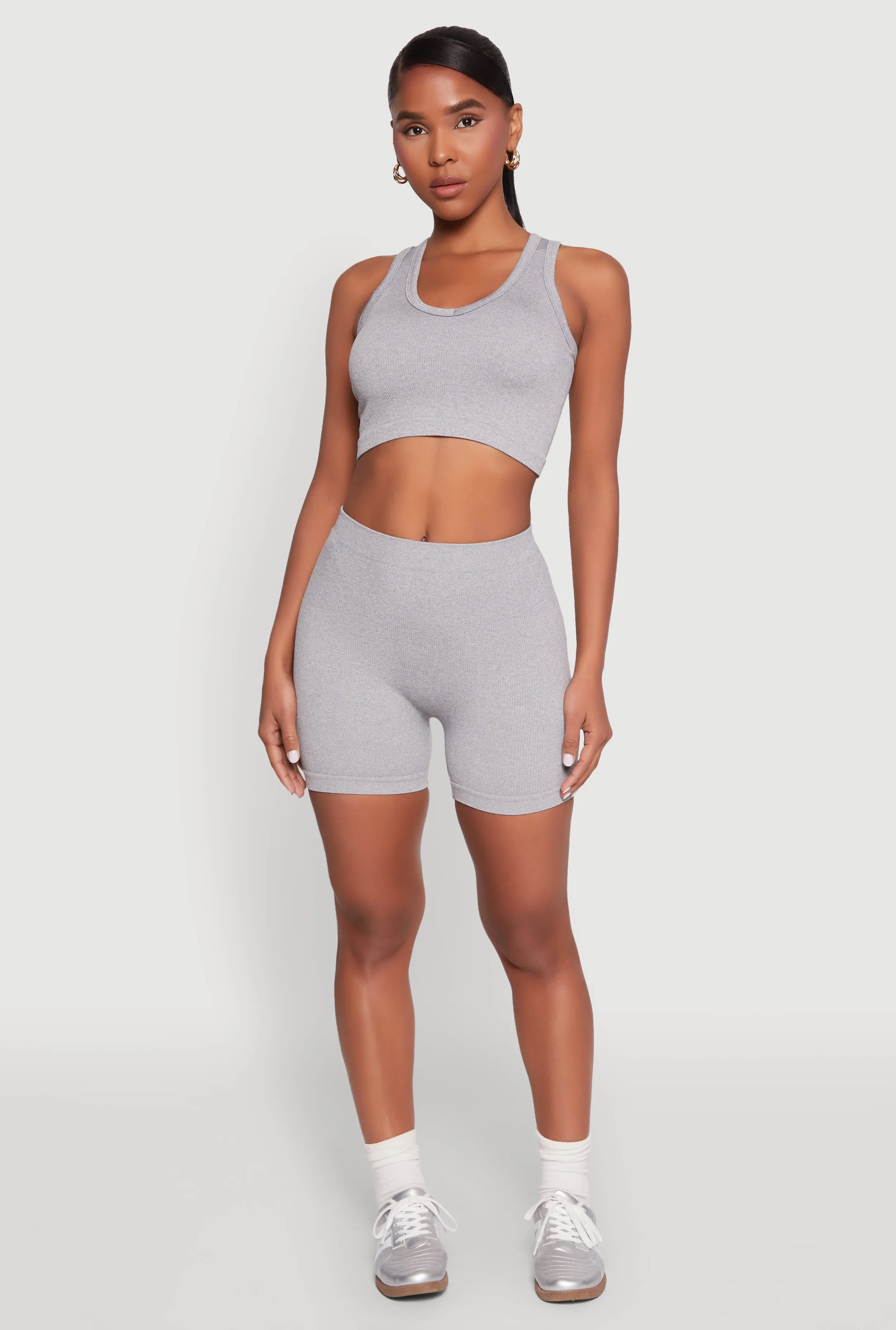 Seamless V Neck Cropped Tank Top and Shorts sold by Rainbow product image thumbnail 2