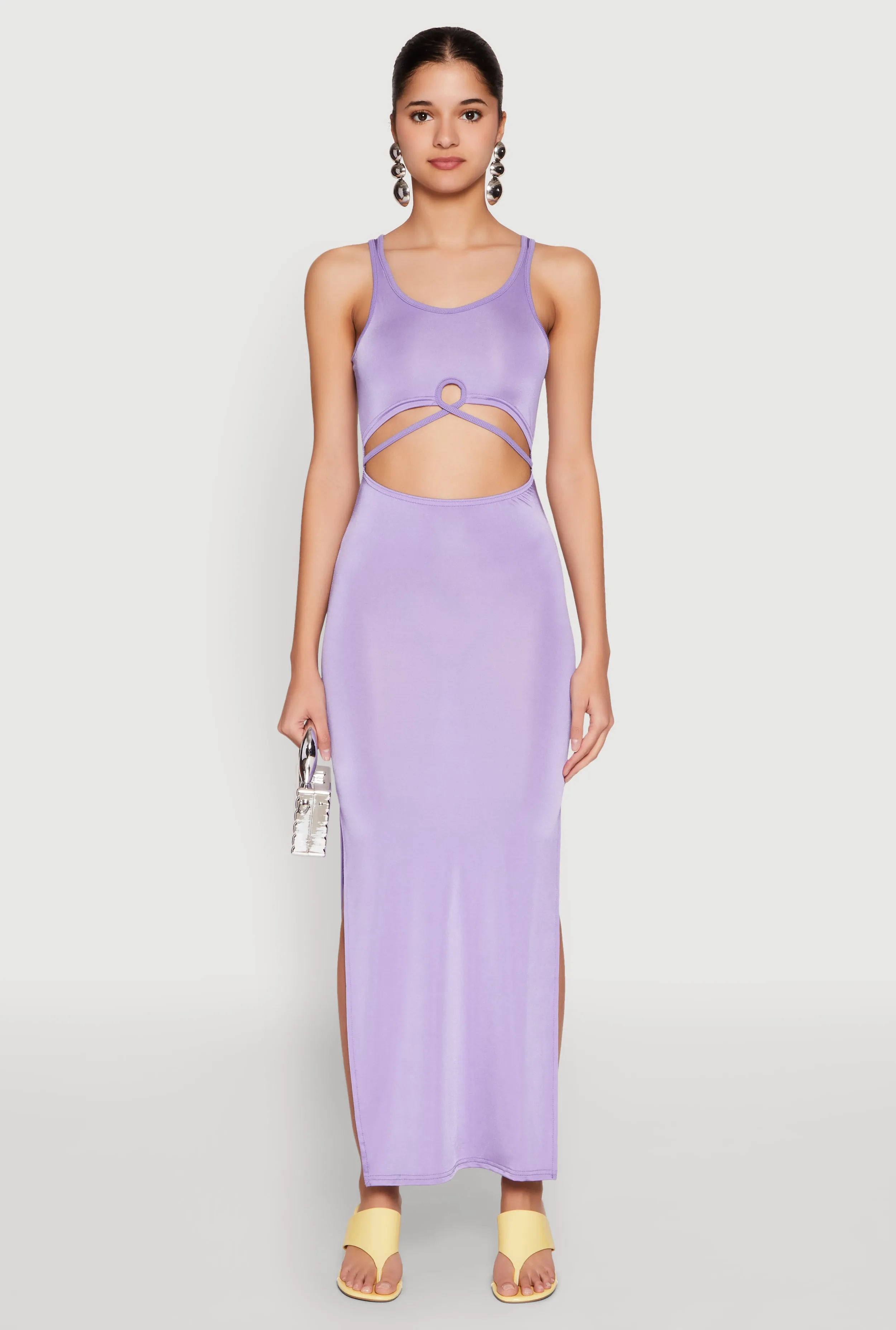 Cut Out Front Side Slit Maxi Dress sold by Rainbow product image thumbnail 2