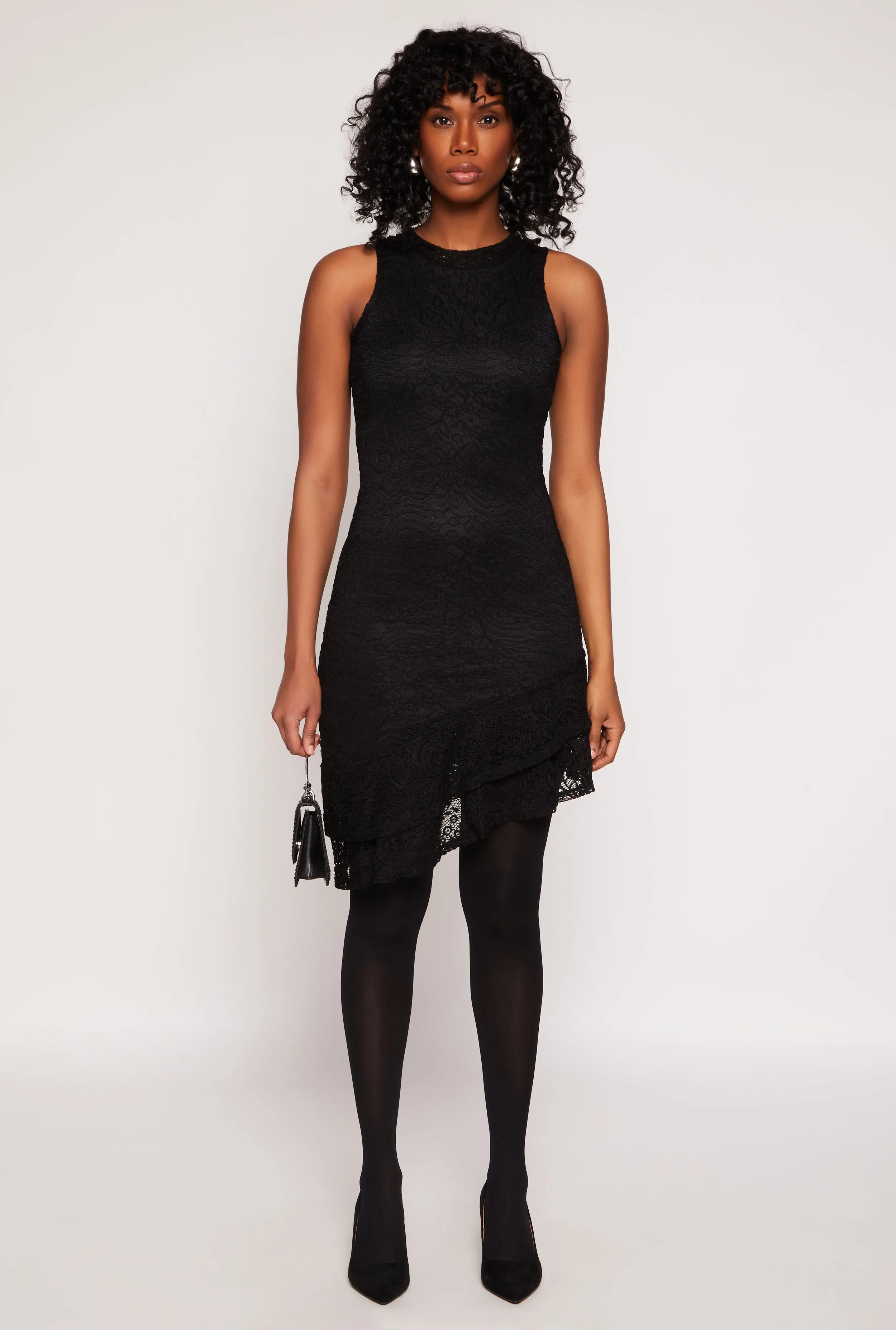 Lace Lined Asymmetrical Dress sold by Rainbow