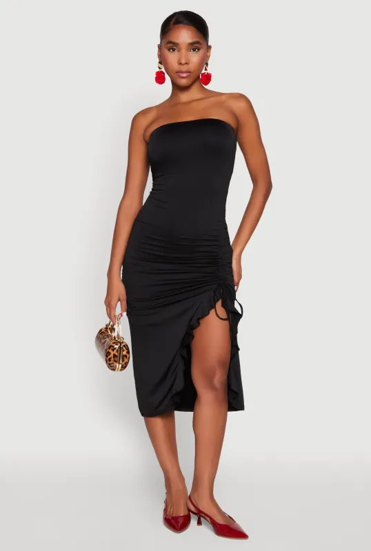 Side Ruched Midi Tube Dress sold by Rainbow