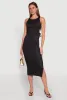 Ribbed Knit Side Cut Out Midi Dress sold by Rainbow