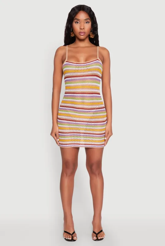 Crochet Striped Cami Dress sold by Rainbow