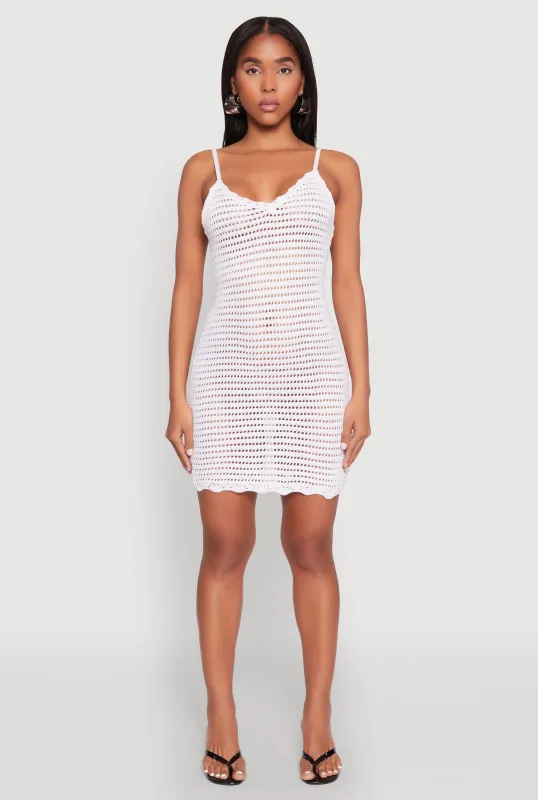 Crochet Scalloped Trim Cami Dress sold by Rainbow
