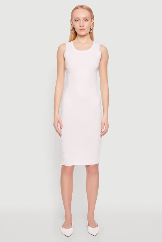 Ribbed Knit Scoop Neck Midi Dress sold by Rainbow