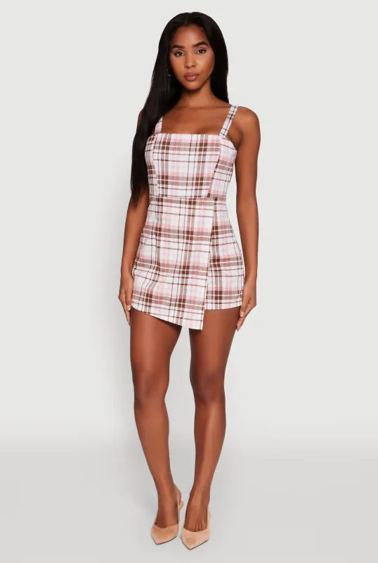 Plaid Sleeveless Romper sold by Rainbow