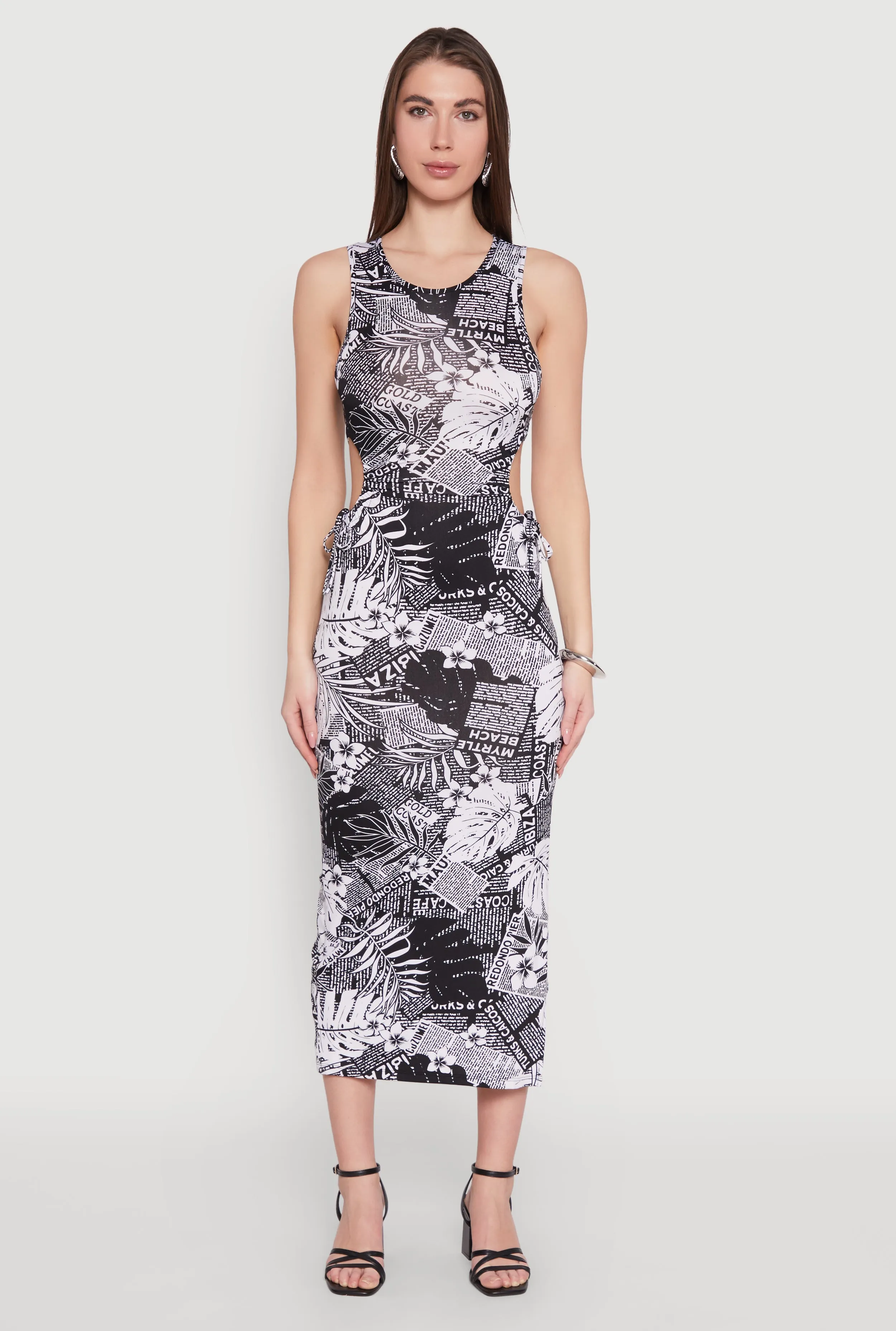 Leaf Newspaper Print Midi Dress sold by Rainbow