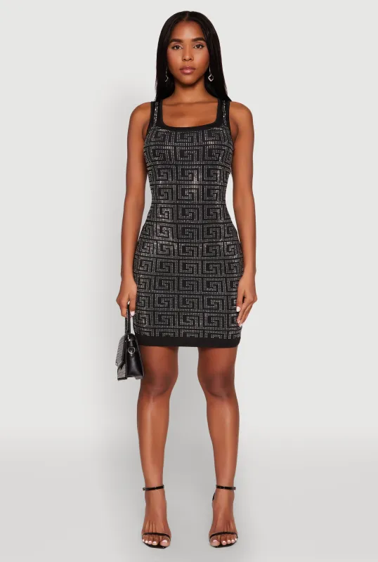 Greek Key Rhinestone Mini Dress sold by Rainbow