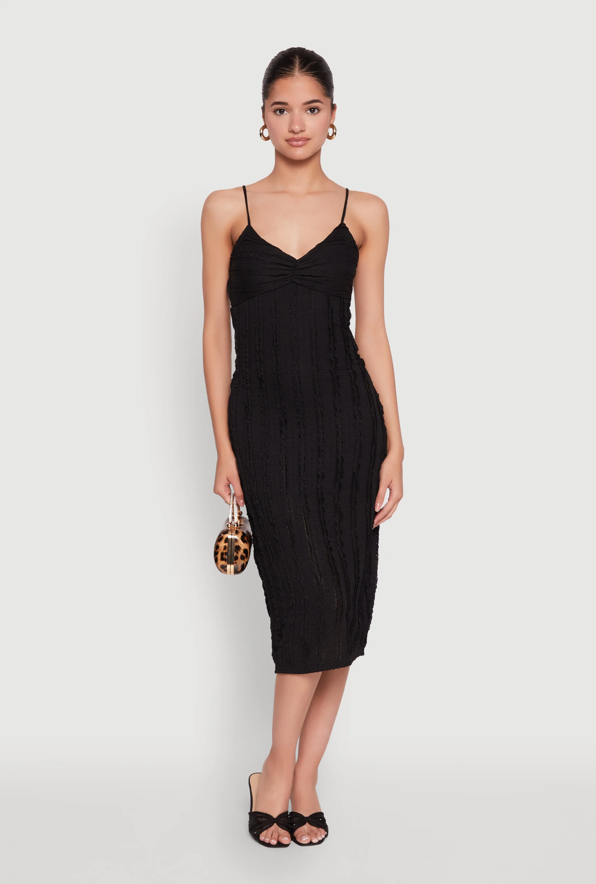 Crochet Detail Slit Back Cami Bodycon Dress sold by Rainbow