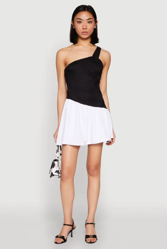 One Shoulder Asymmetrical Color Block Mini Dress sold by Rainbow