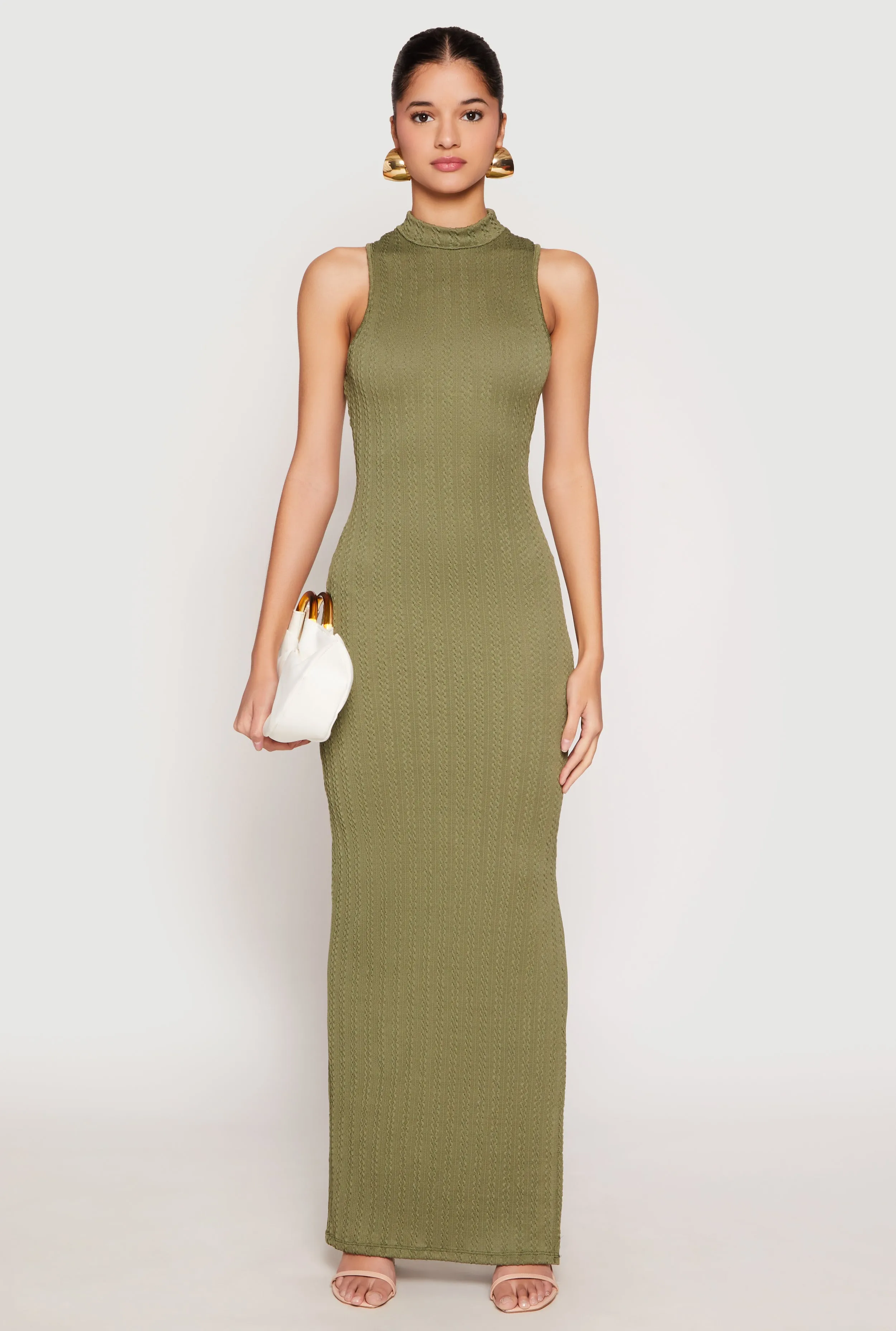 Textured Knit Turtleneck Maxi Dress sold by Rainbow product image thumbnail 5