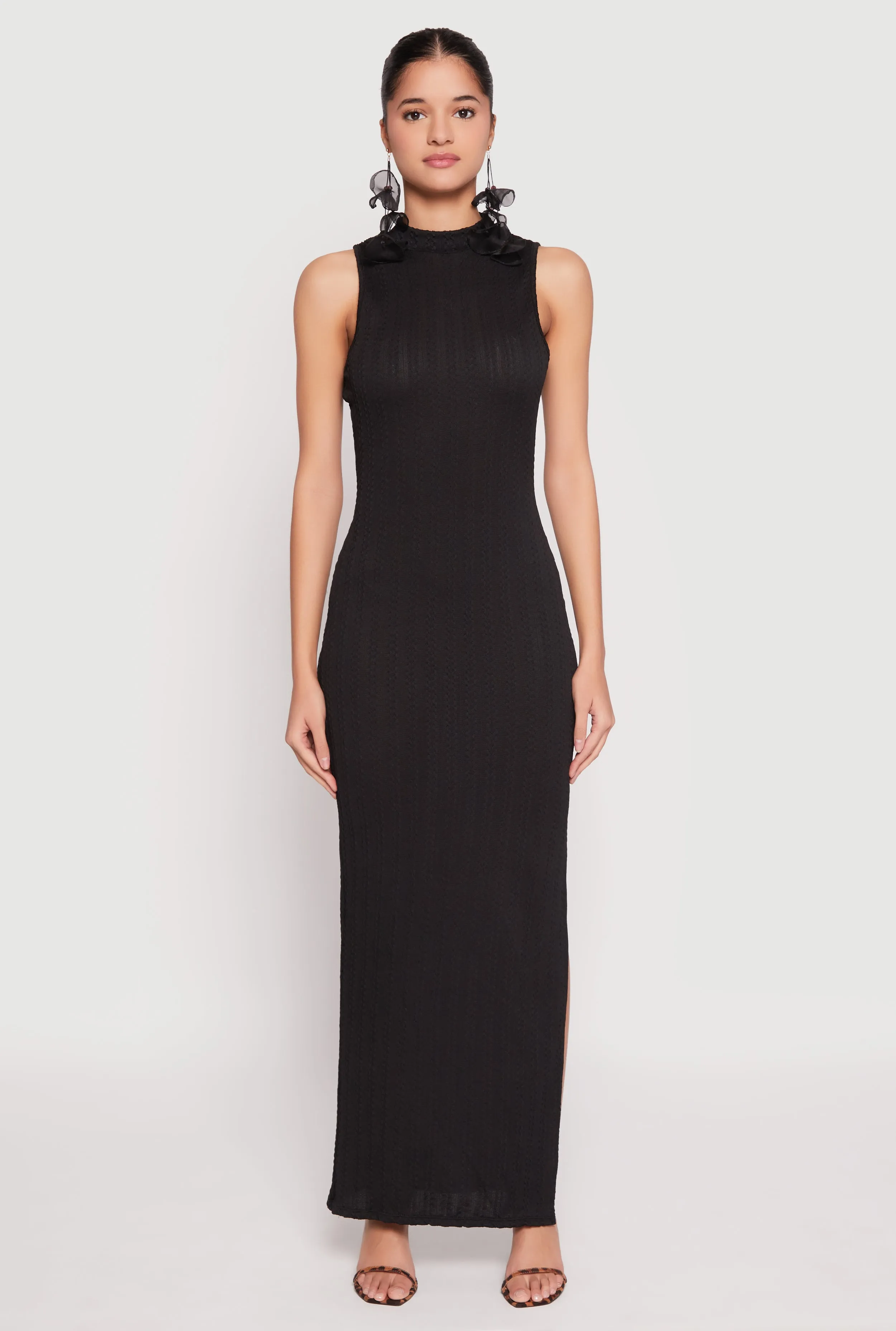 Textured Knit Turtleneck Maxi Dress sold by Rainbow