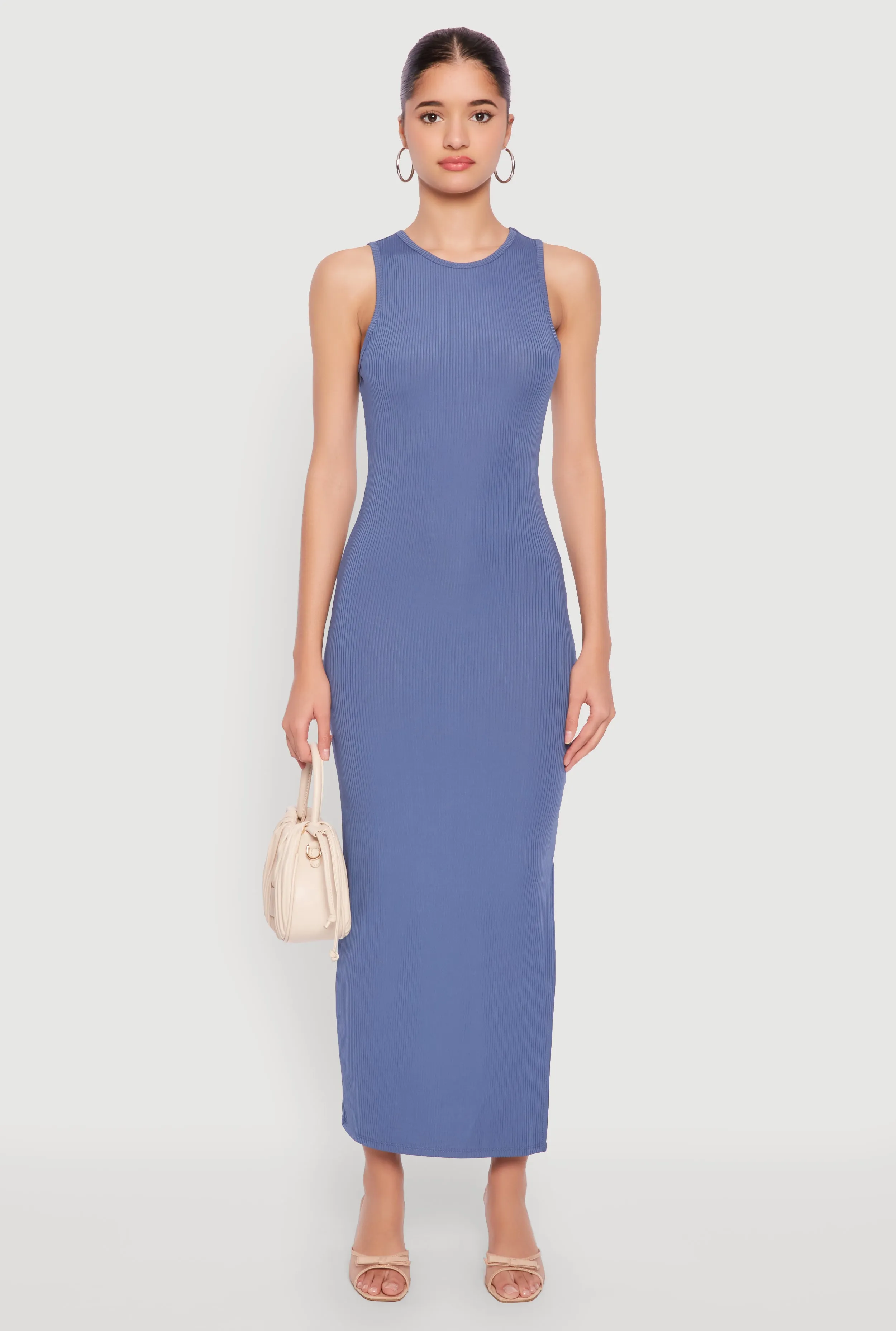 Ribbed Knit Side Slit Tank Maxi Dress sold by Rainbow product image thumbnail 5