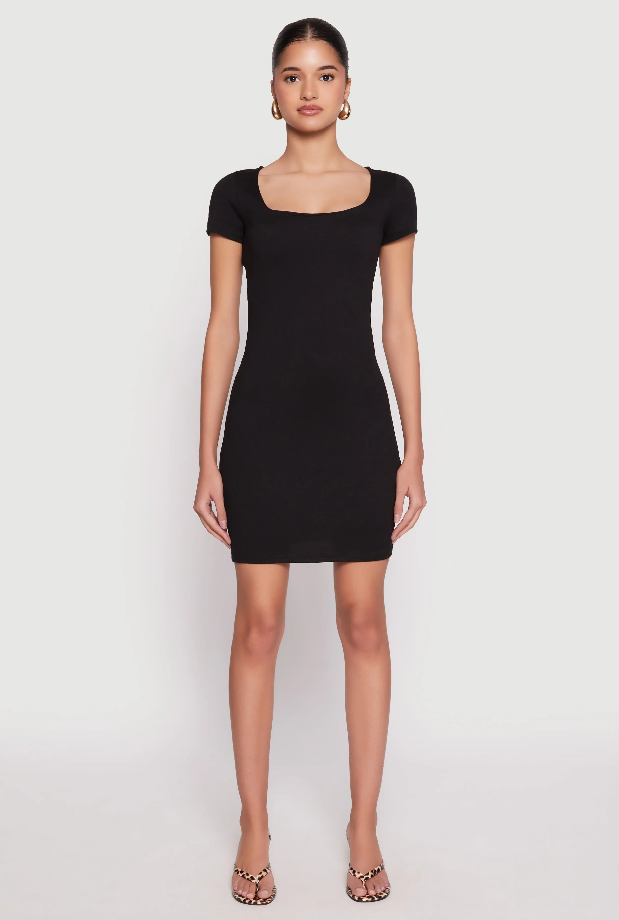 Square Neck Mini T Shirt Dress sold by Rainbow