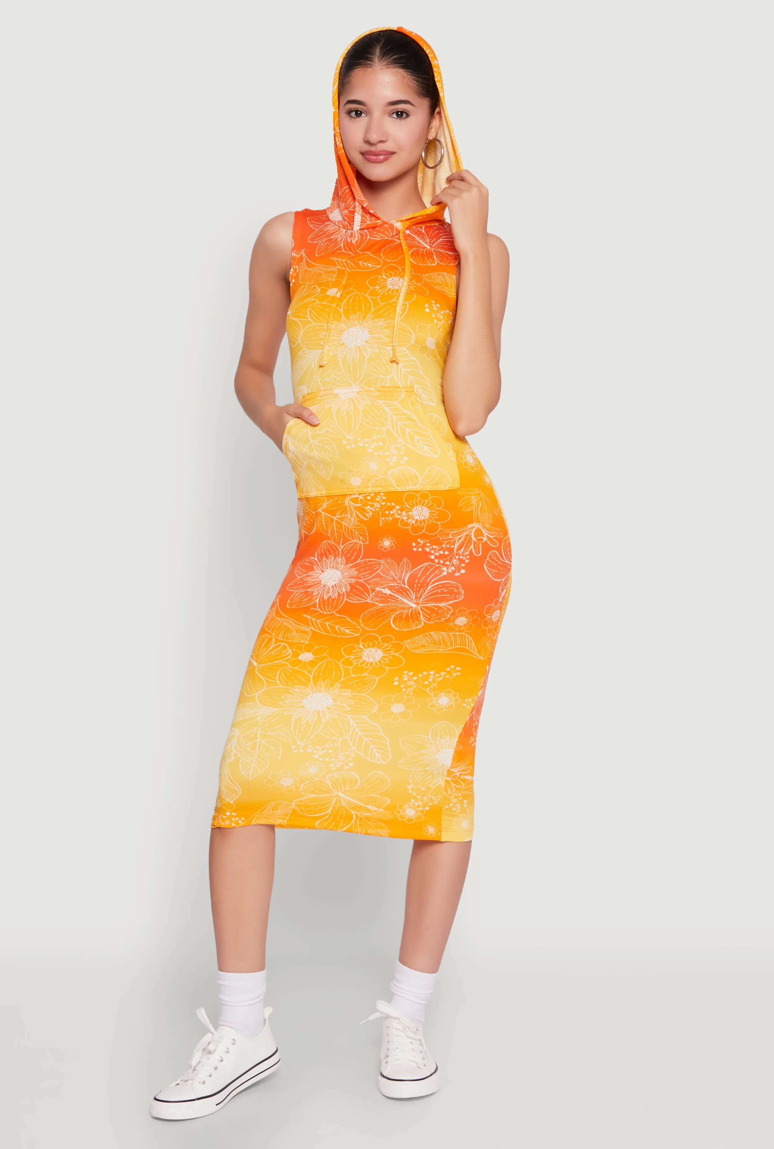 Hooded Ombre Floral Print Tank Dress sold by Rainbow product image thumbnail 2