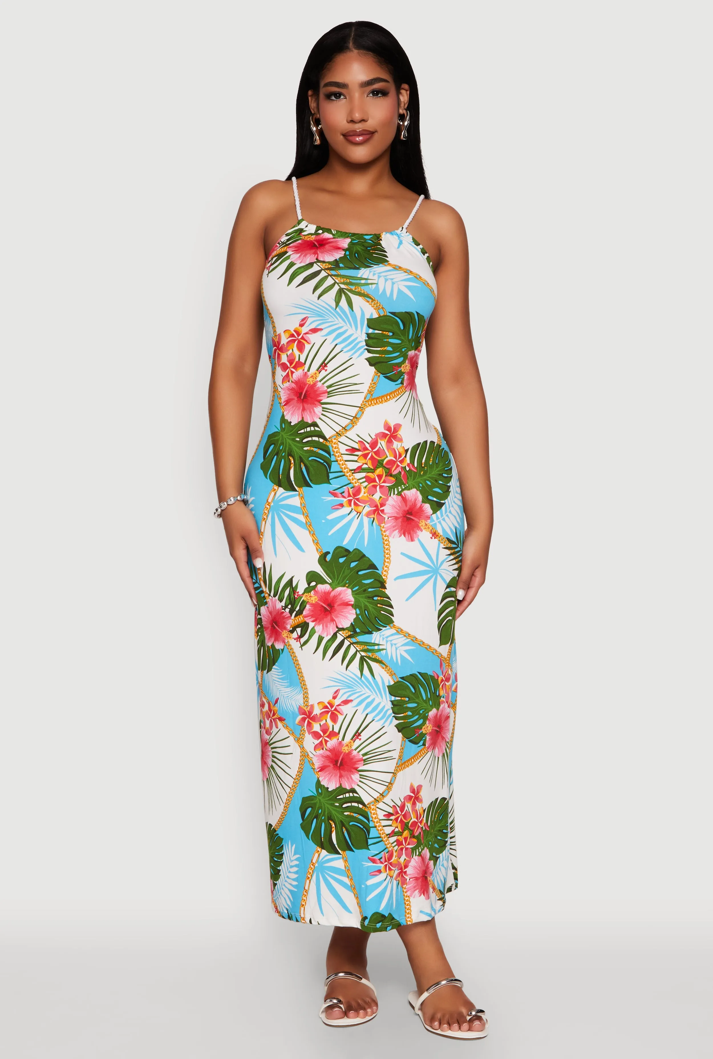Tropical Chain Print Maxi Sundress sold by Rainbow