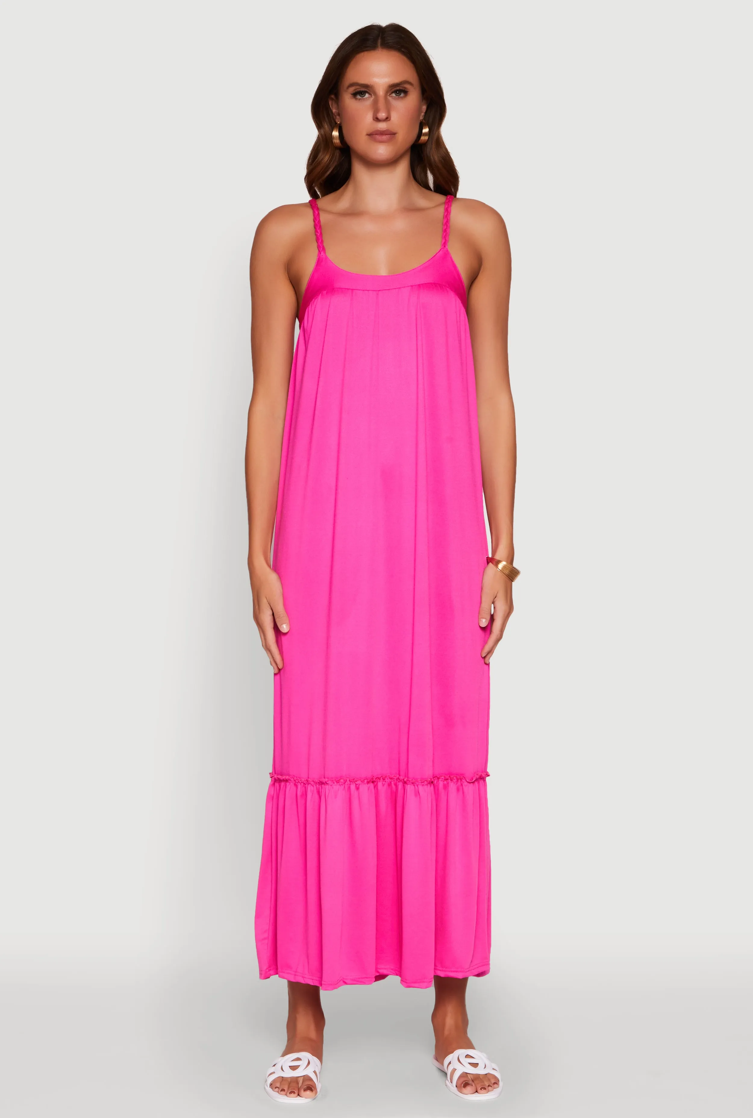 Elegant Braided Sleeve Tiered Maxi Dress sold by Rainbow product image thumbnail 4