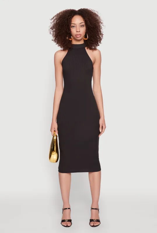 Rib Knit Halter Midi Dress sold by Rainbow