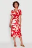 Leaf Print Button Front Shirt Dress with Tie Waist Belt sold by Rainbow