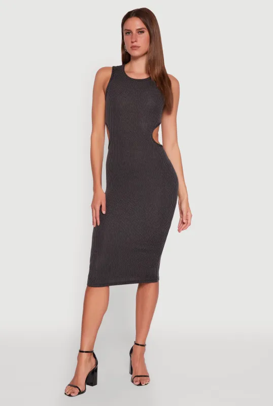 Chic Ribbed Knit Keyhole Back Midi Tank Dress sold by Rainbow