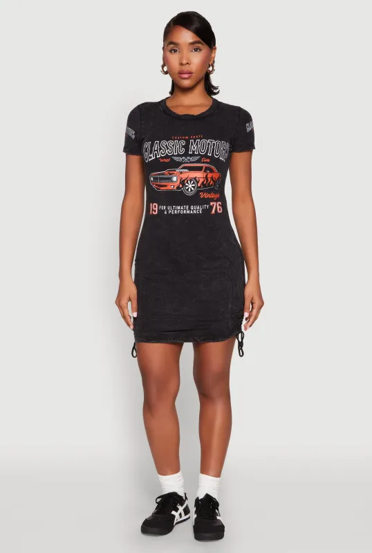 Mineral Wash Classic Motors Graphic Print Dress sold by Rainbow