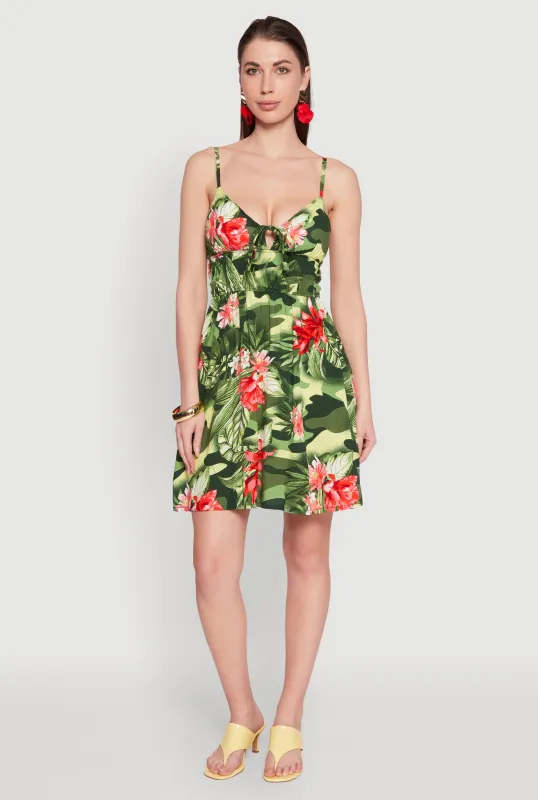 Floral Camo Print Empire Waist Dress sold by Rainbow