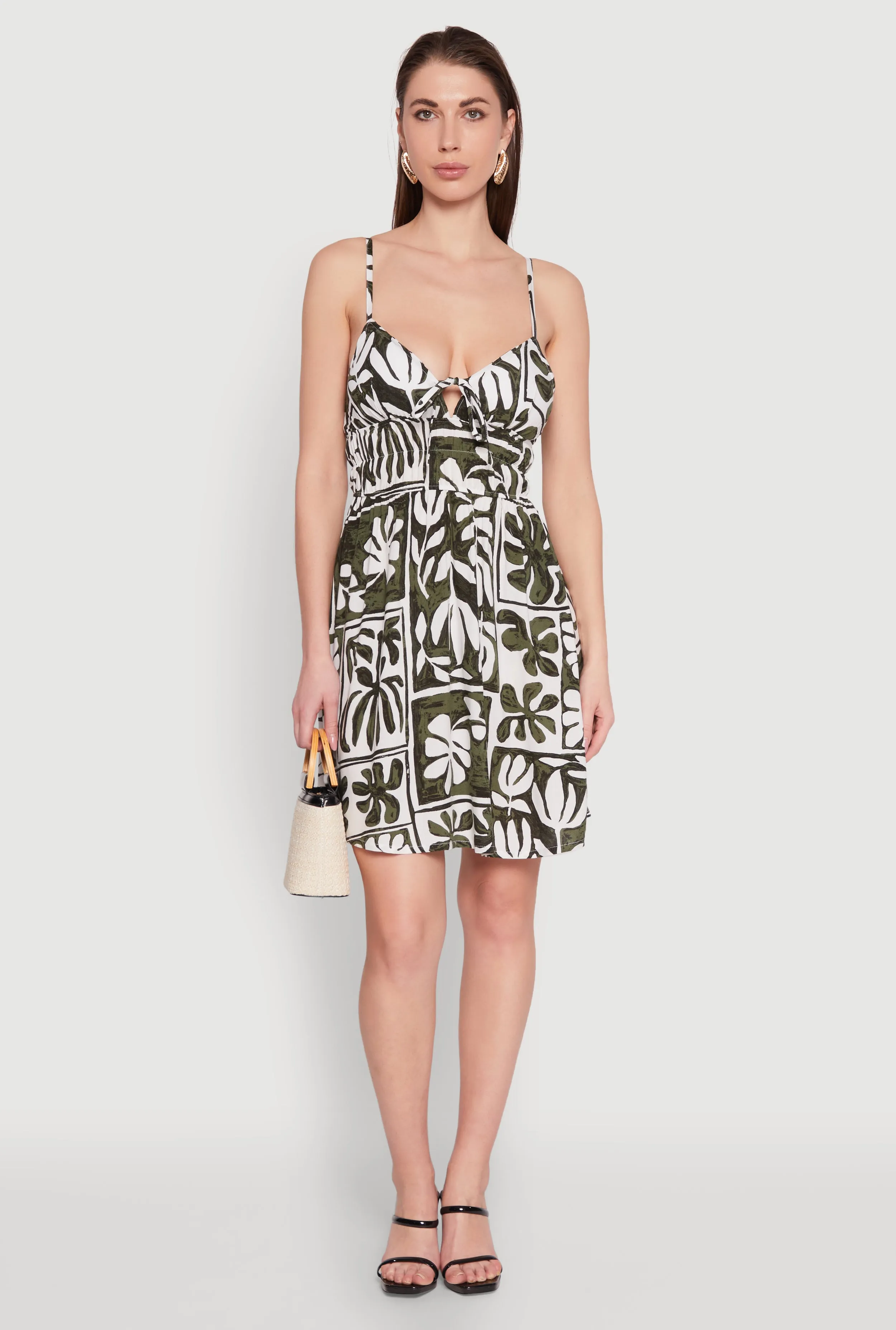 Leaf Print Tie Front Mini Dress sold by Rainbow product image thumbnail 2