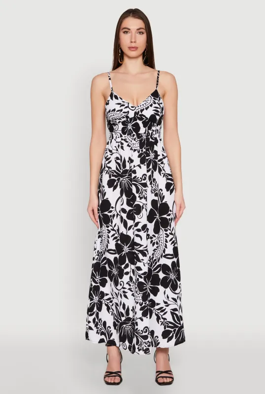 Airy Floral Print Empire Waist Maxi Dress sold by Rainbow