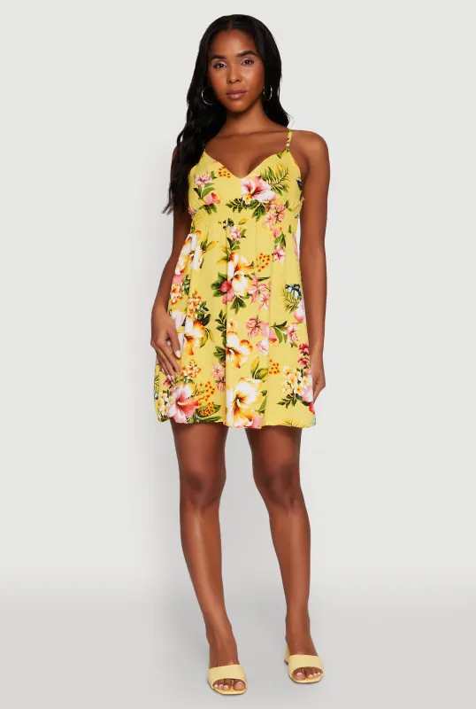 Floral Print V Neck Sundress with Adjustable Straps sold by Rainbow