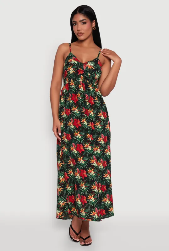 Floral Print Smocked Back Bustier Dress sold by Rainbow