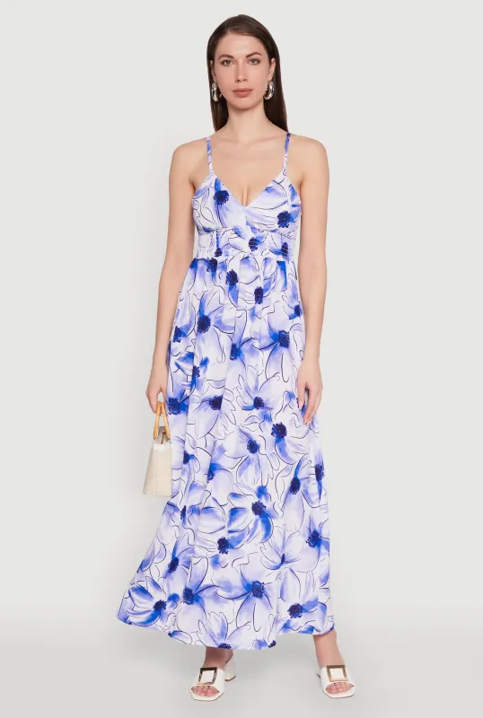 Watercolor Floral Sleeveless Empire Waist Dress sold by Rainbow