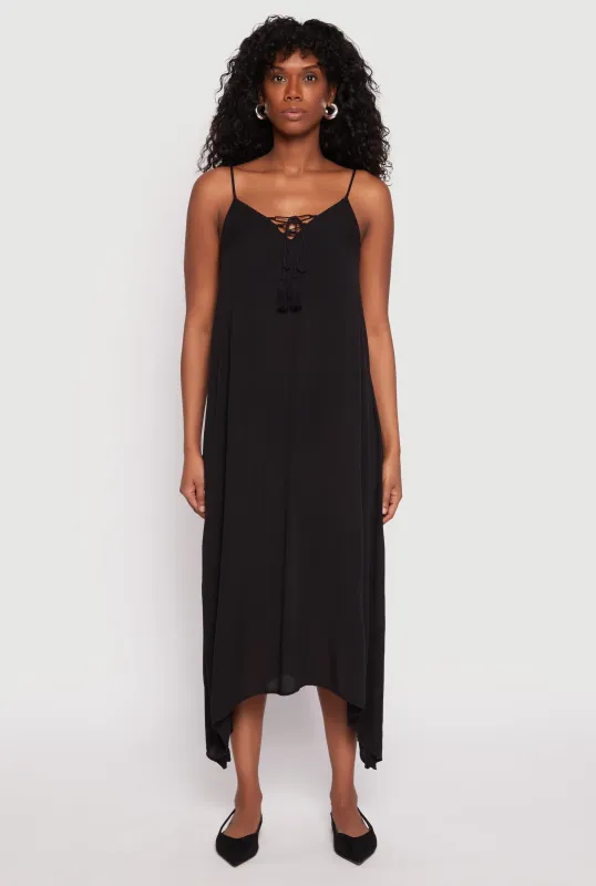 Lace Up Sharkbite Hem Maxi Dress sold by Rainbow