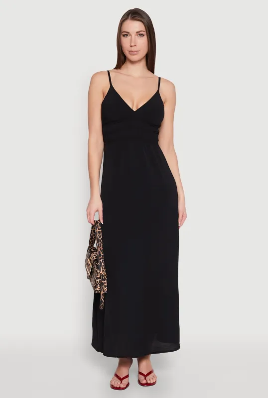 V Neck Empire Waist Maxi Dress sold by Rainbow