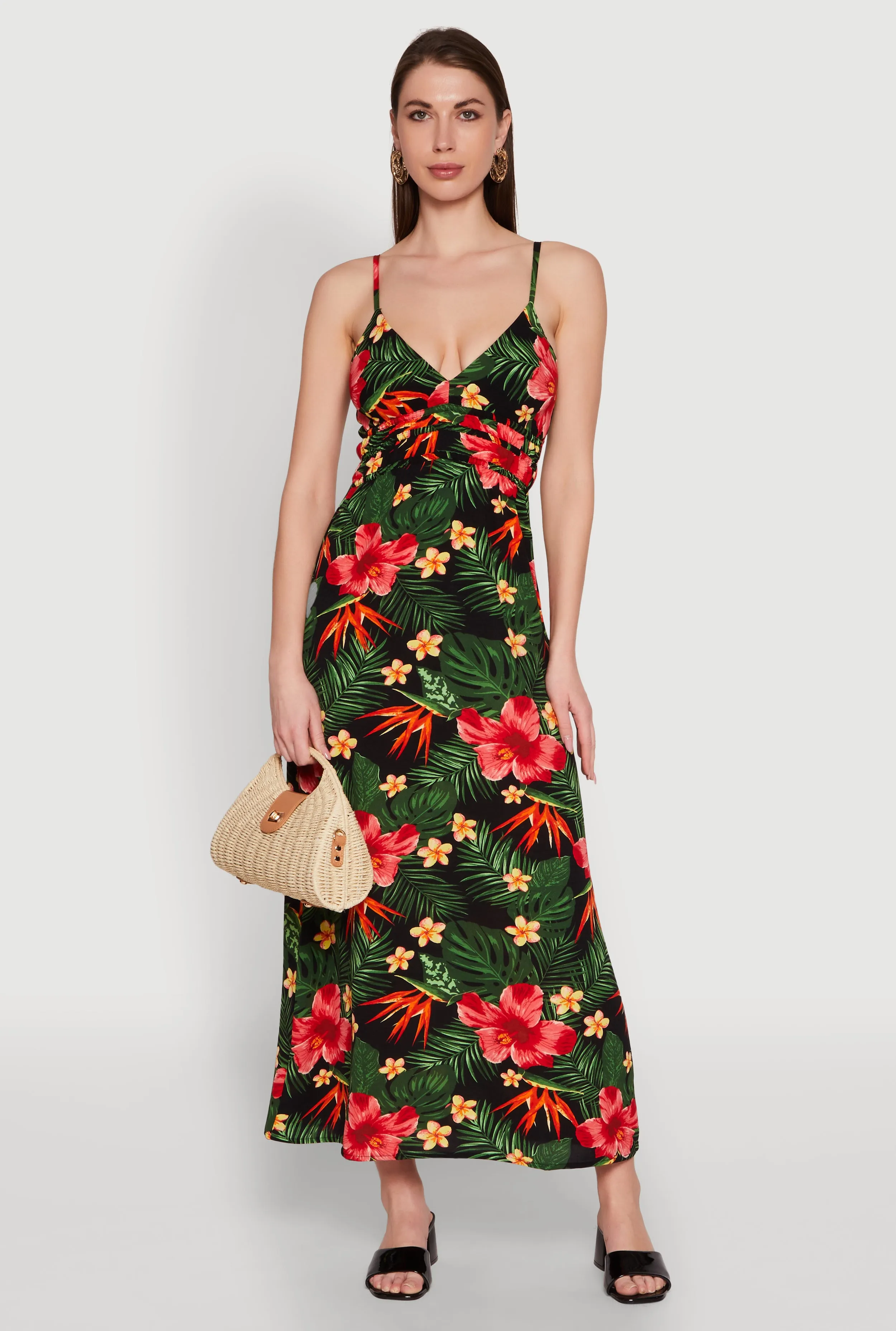 Airy Tropical Floral Print Empire Waist Dress sold by Rainbow