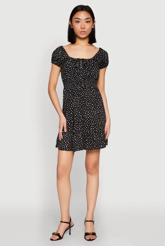 Floral Peasant Mini Dress sold by Rainbow