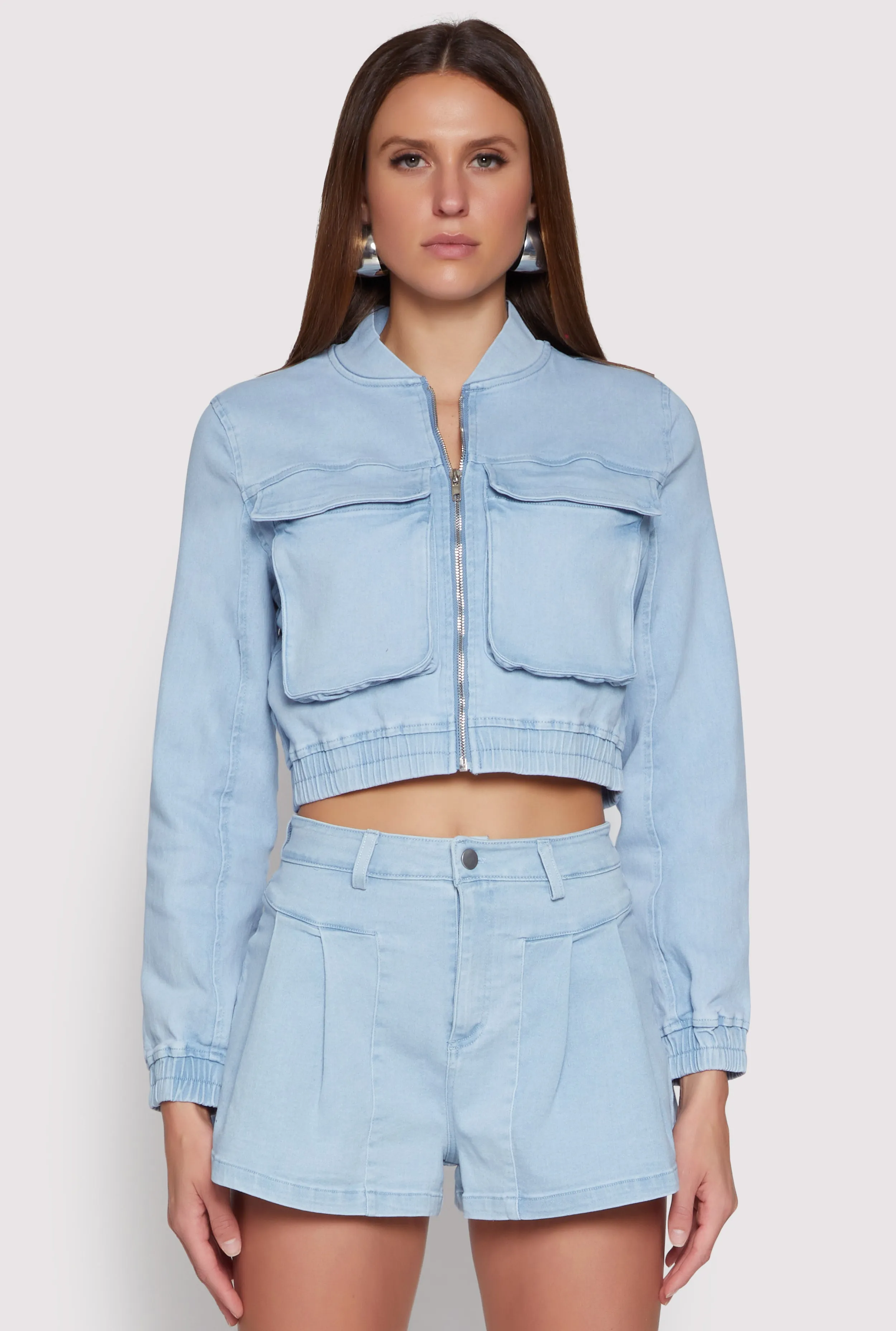 Haute Monde Cargo Pocket Cropped Jean Jacket sold by Rainbow