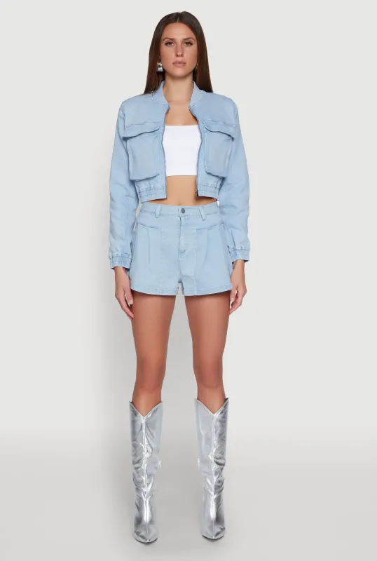 Haute Monde Denim Pleated Shorts sold by Rainbow