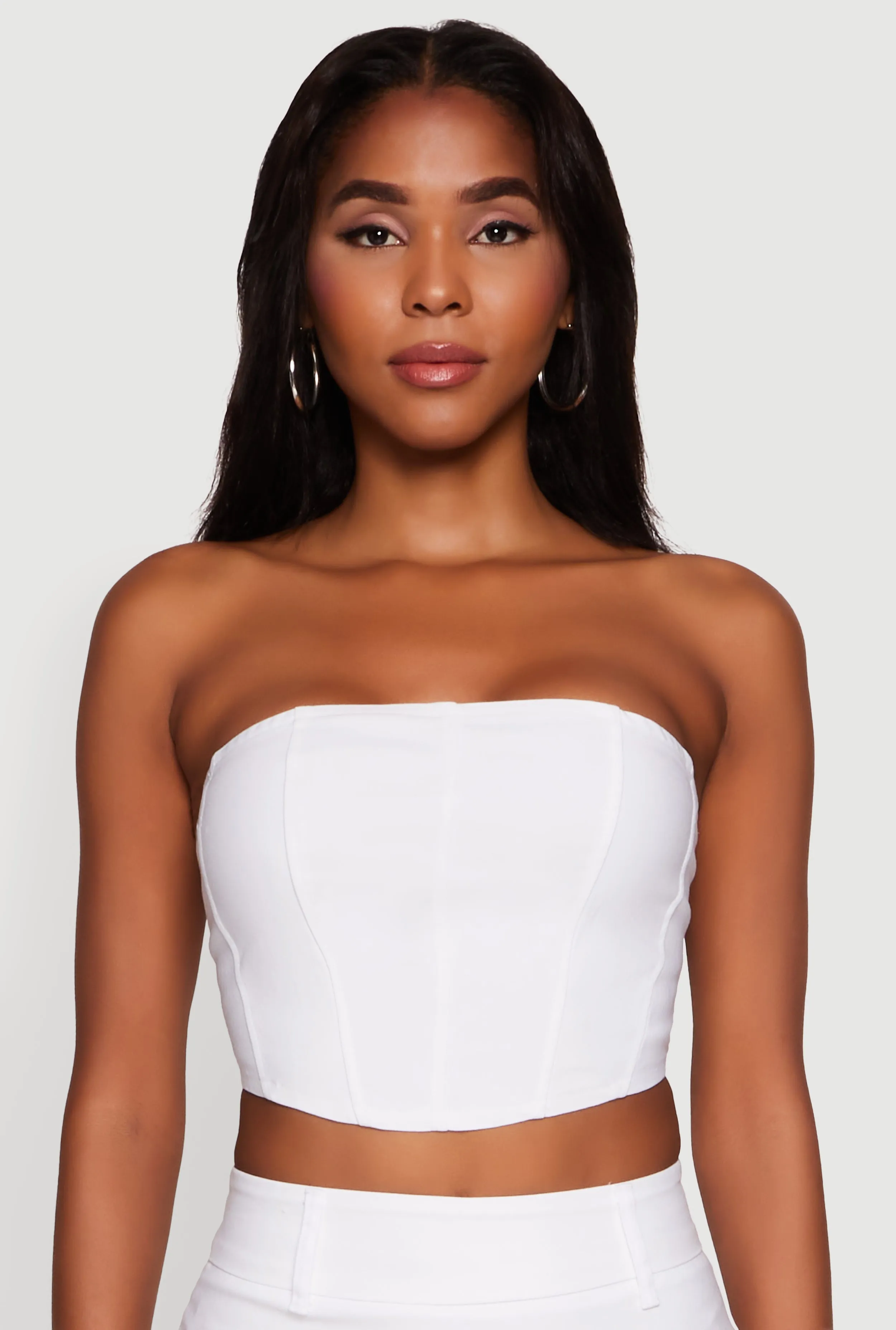 Trendy Corset Tube Top with Cropped Hem sold by Rainbow