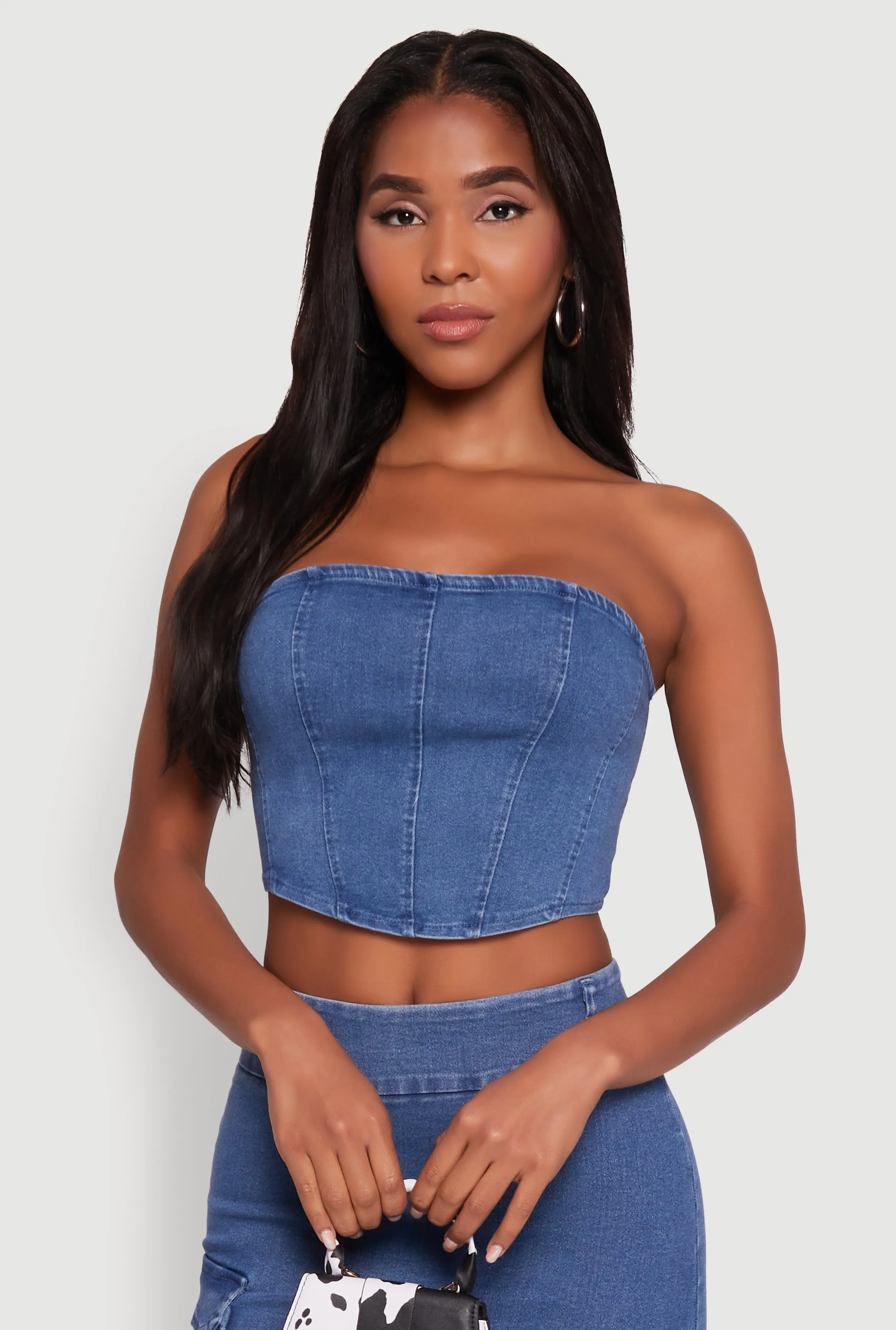 Trendy Corset Tube Top with Cropped Hem sold by Rainbow product image thumbnail 2