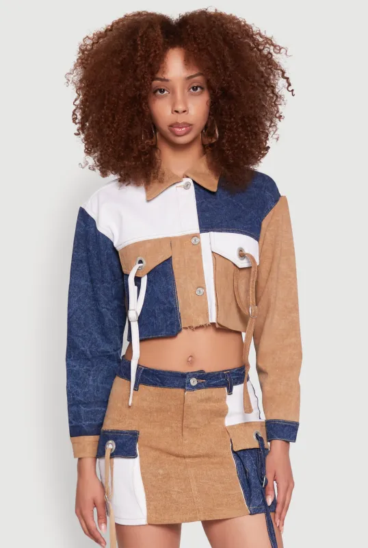 Color Blocked Denim Jacket sold by Rainbow