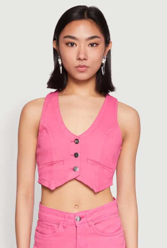 Spoon Jeans Denim Button Front Vest sold by Rainbow