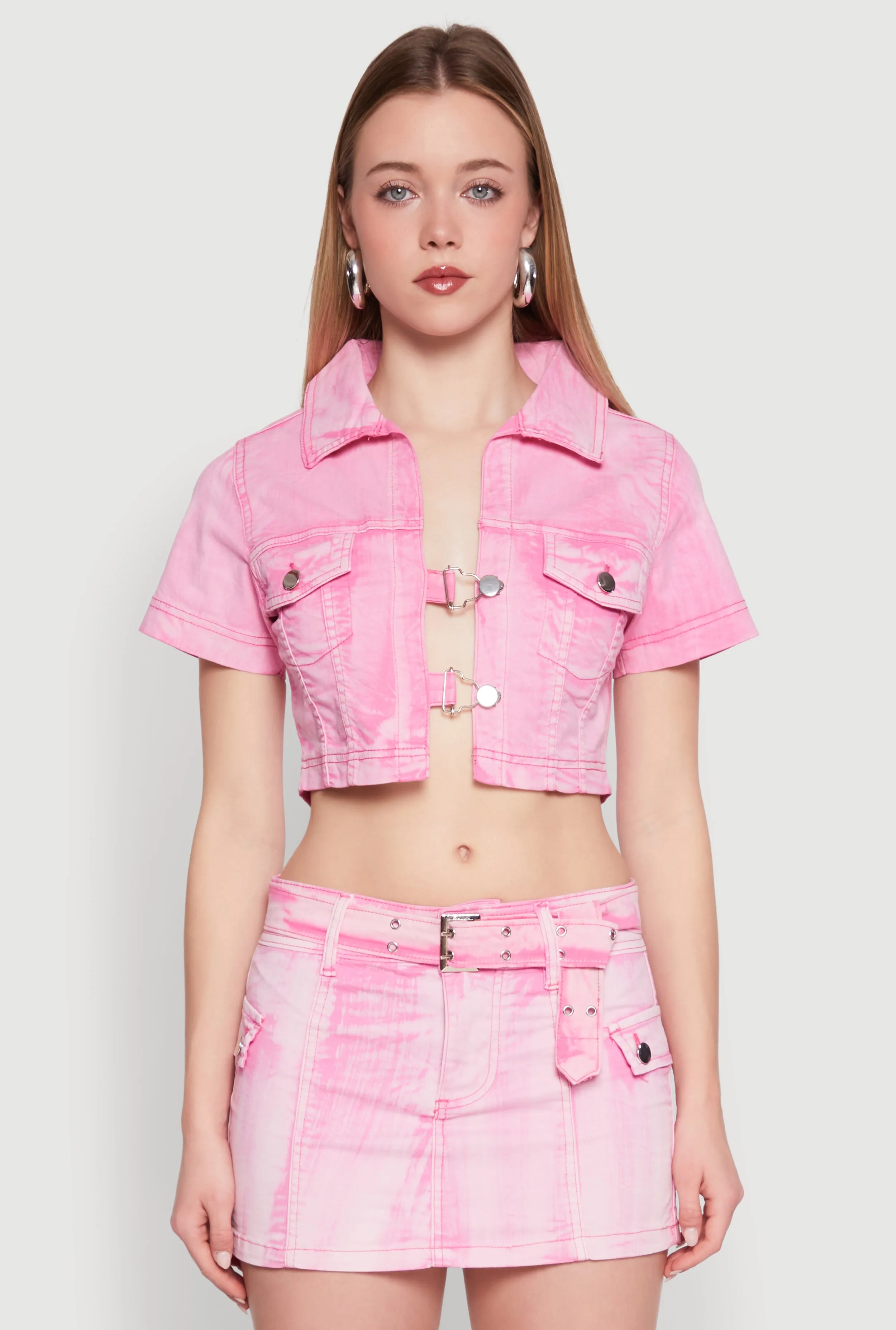 Spoon Jeans Mineral Wash Short Sleeve Cropped Jacket sold by Rainbow product image thumbnail 2